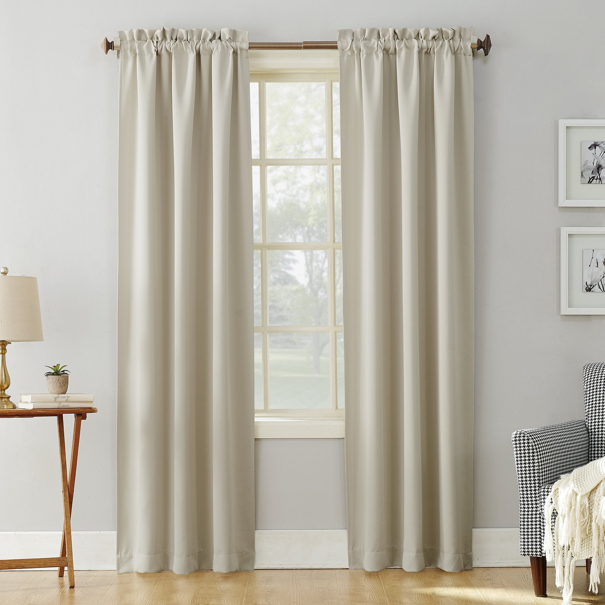 Sun Zero Easton Energy Saving Blackout Rod Pocket Curtain Panel, 40 x 95, Pearl