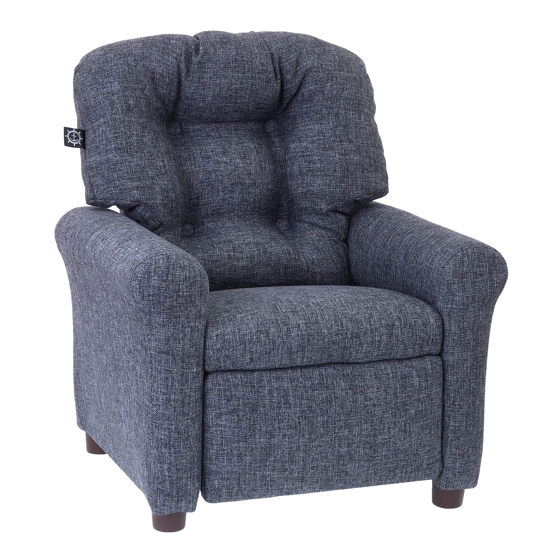 The Crew Furniture Traditional Kids Recliner, Toddler Ages 1-5 Years, Home D  cor Polyester Linen, Gray