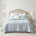 Laura Ashley King Size Quilt Set Cotton Reversible Bedding with Matching Shams, Ideal for All Seasons & Pre-Washed for Added Sof