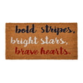 Creative Co-Op Coir Entry Doormat with Patriotic Message, Bold stripes, bright stars, brave hearts with non-slip liner backing-A