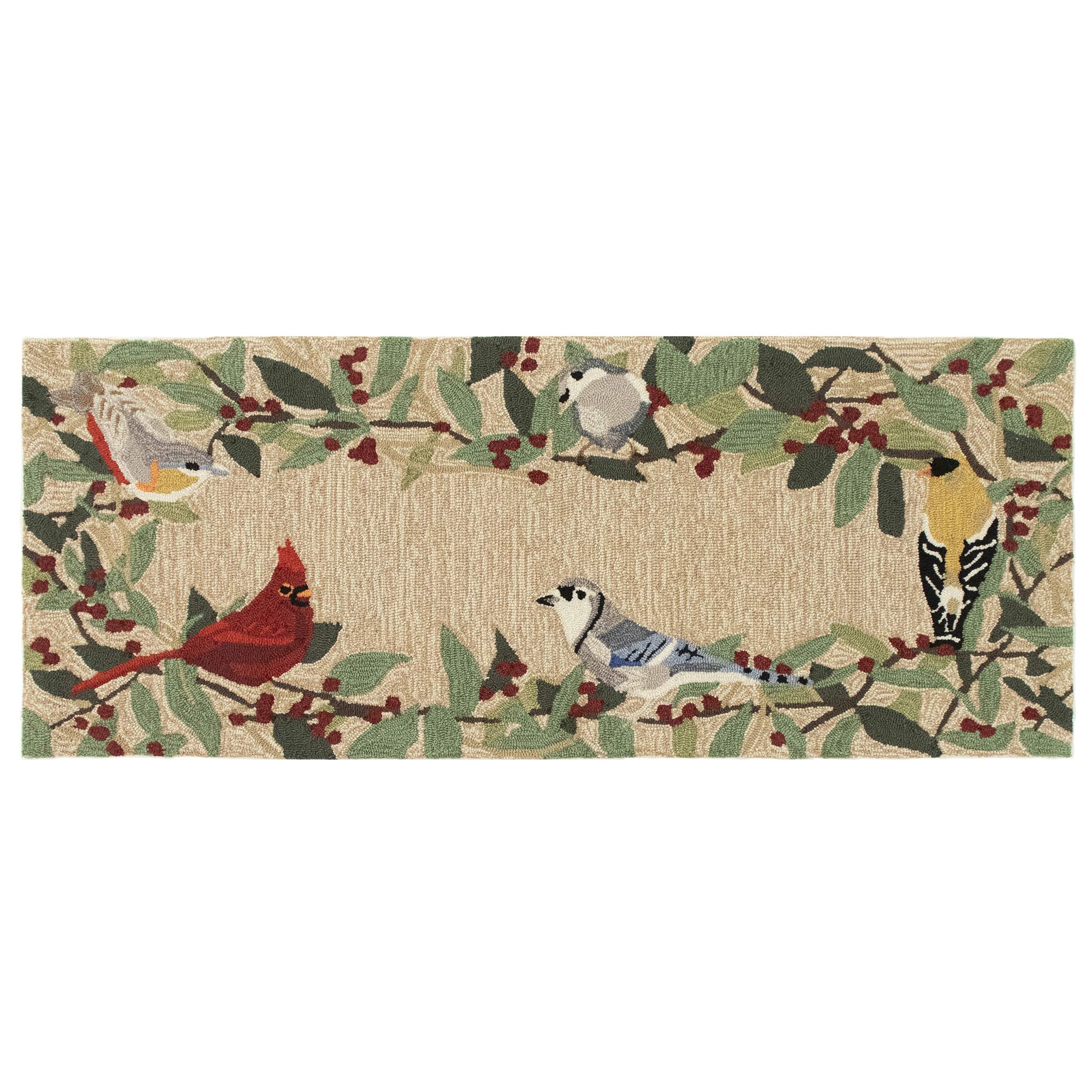 Liora Manne Frontporch Hand-Tufted Indoor/Outdoor Easy Care Area Rug Rug-Traditional, Botanical, Leaf, Contemporary, Bird Border