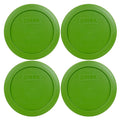 Pyrex 7200-PC Lawn Green Round 2 Cup Plastic Storage Lid, Made in USA - 4 Pack