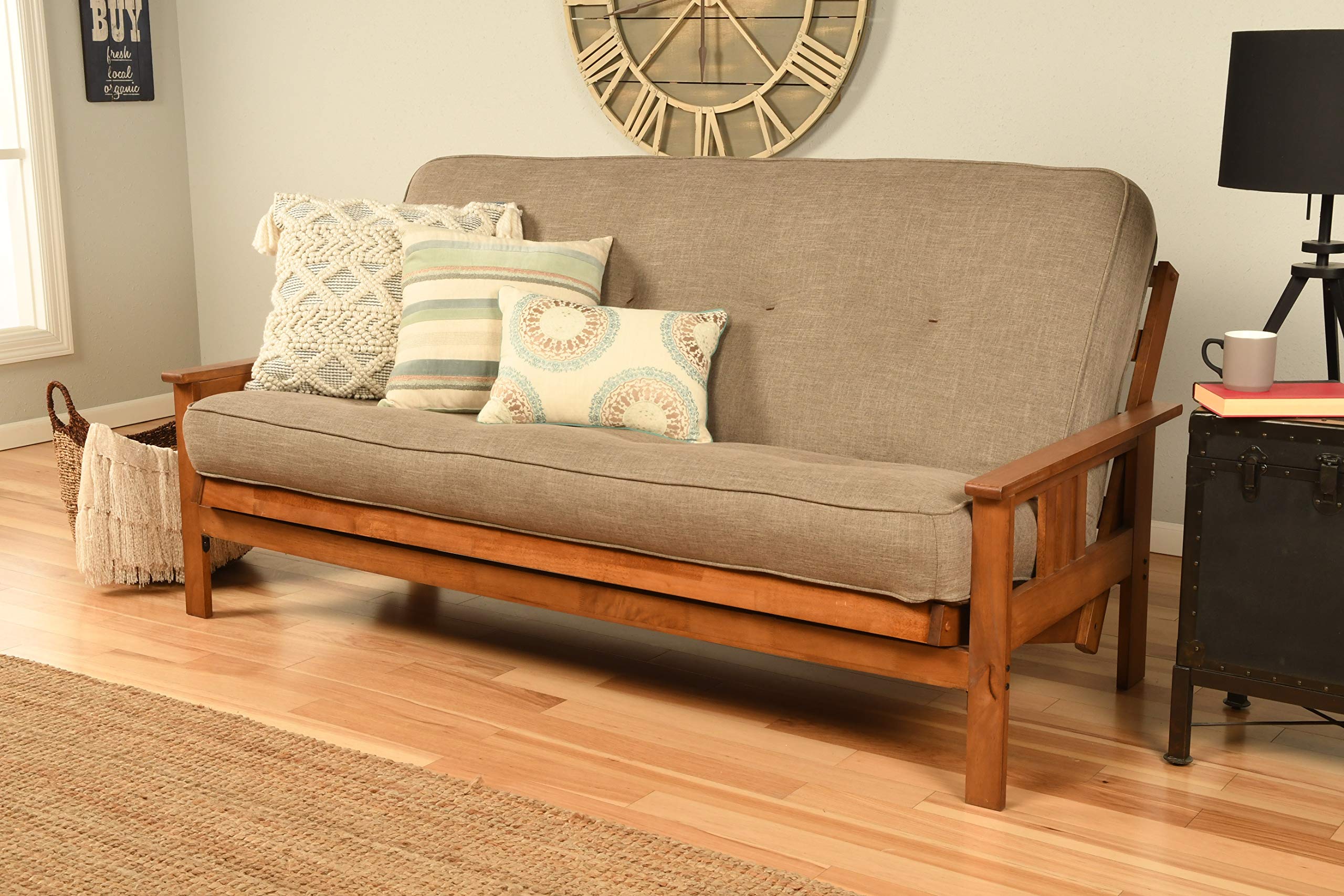 Kodiak Furniture Monterey Futon Set, No Drawers, with Barbados Base and Linen Stone Mattress