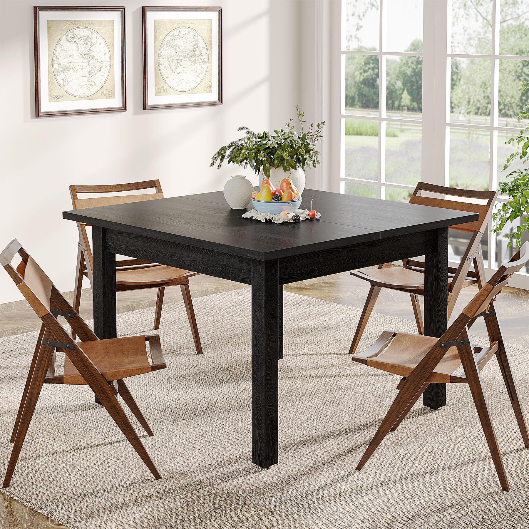 Tribesigns Wood Dining Table Modern Kitchen Table for Dining Room Living Room, 2-4 People Dining Room Table Square Dinner Tables