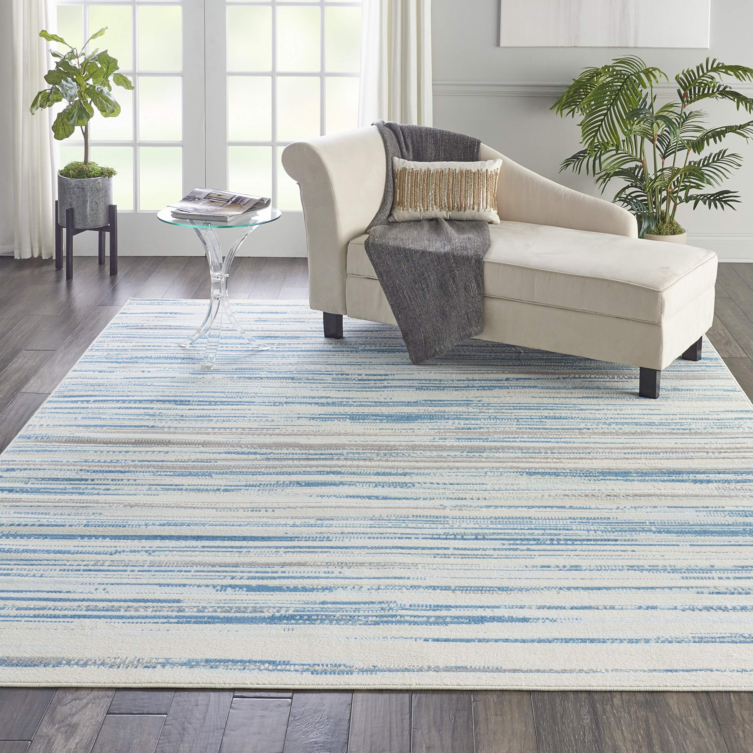 Nourison Jubilant Abstract Blue 710 x 910 Area Rug, Easy Cleaning, Non Shedding, Bed Room, Living Room, Dining Room, Kitchen (