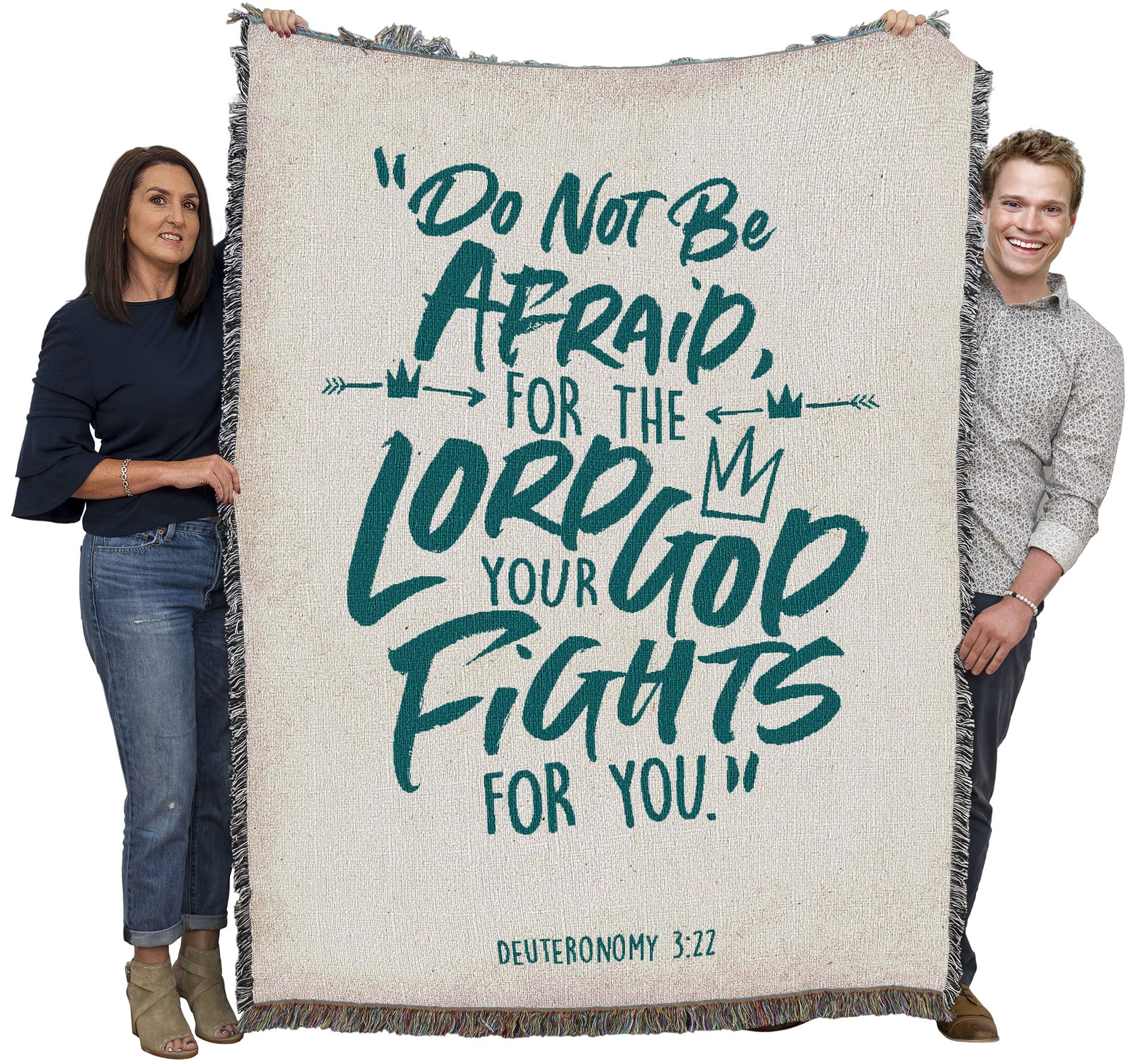 Pure Country Weavers The Lord Fights for You Blanket - Scriptures -Deuteronomy 3:22 - Religious Gift Tapestry Throw Woven from C