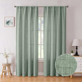 Tollpiz Short Linen Curtains Bedroom Rod Pocket Semi Sheer Curtain Burlap Light Filtering Thick Linen Drapes for Living Room, 38