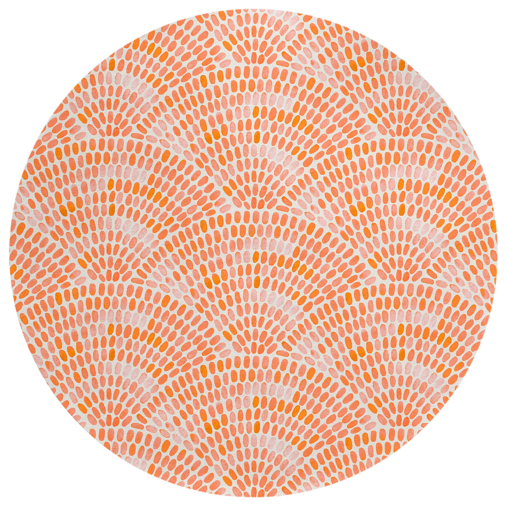 Addison Rugs Surfside ASR37 Peach 8 x 8 Indoor Outdoor Round Rug, Easy Clean, Machine Washable, Non Shedding, Bedroom, Living 