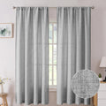 Tollpiz Linen Curtains Living Room Rod Pocket Semi Sheer Curtain Burlap Light Filtering Thick Linen Drapes for Bedroom, 38 x 63 