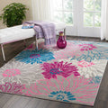Nourison Passion Grey 53 x 73 Area Rug, Floral, Farmhouse, Easy Cleaning, Non Shedding, Bed Room, Living Room, Dining Room, Ki
