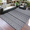 Garvee Outdoor Rug 9x18 Waterproo Large Outdoor Camping Rug Reversible Rv Patio Mats Black Gray Outdoor Plastic Straw Outdoor Ru