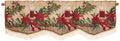 Violet Linen Holiday Seasonal Tapestry Decorative Christmas Poinsettias and Candles Design - 60 X 15 Window Valance