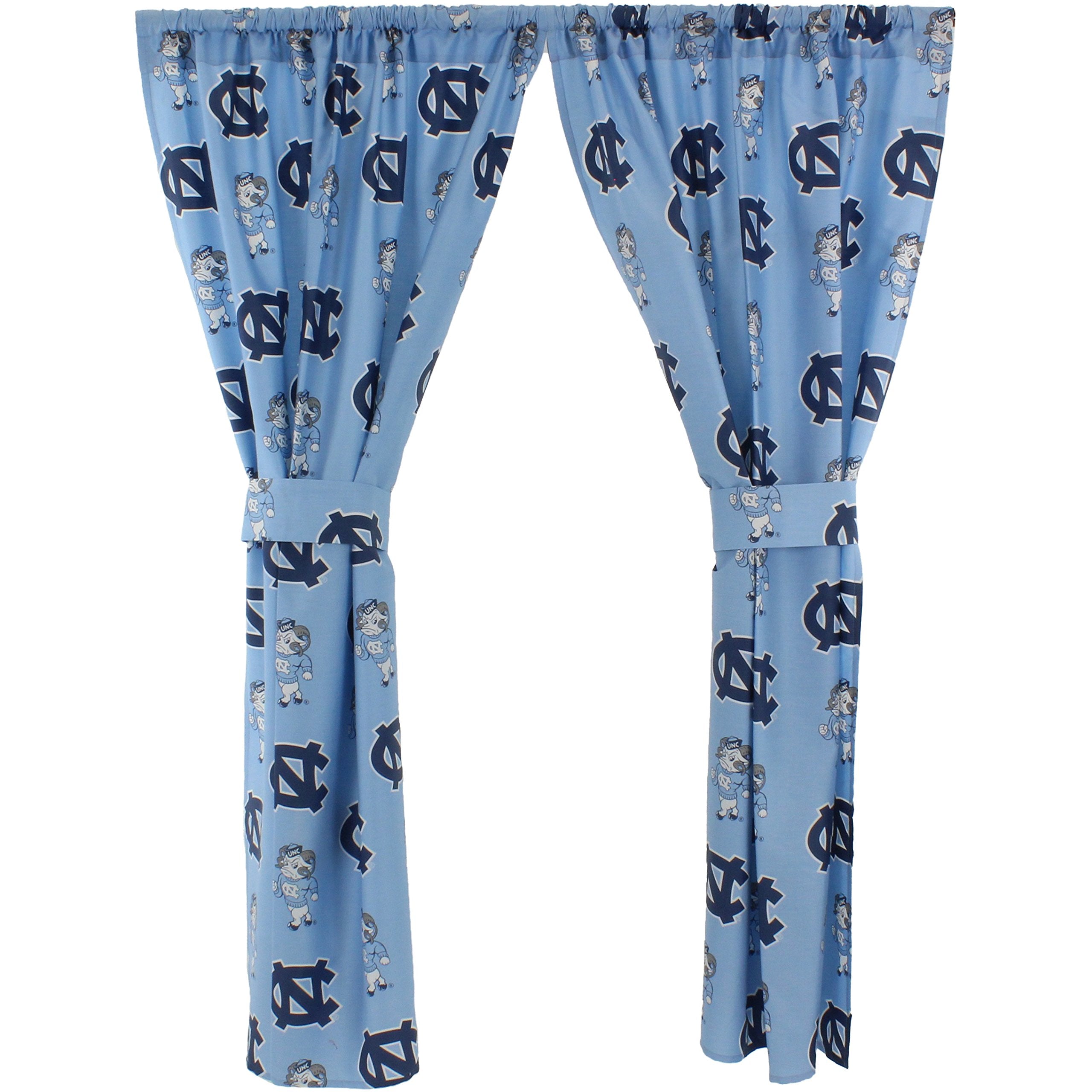 College Covers Everything Comfy North Carolina Tar Heels Curtain Panel Set, 2 Panels, 2 Matching Tie Backs, 42 inches wide by 84