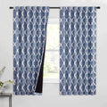 Beauoop Back Tab 100% Blackout Window Curtain Panels Moroccan Geo Print Room Darkening Thermal Insulated Energy Efficient Drapes