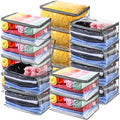 Windyun 16 Pack Clear Storage Bags with Zipper and Handle for Clothes Heavy Duty Plastic Blanket Clothes Moving Bags Cloth Bins 