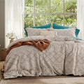 Bedsure Boho Oversized King Duvet Cover - Linen Breathable & Soft Boho Bedding, Machine Washable Comforter Cover for All Seasons