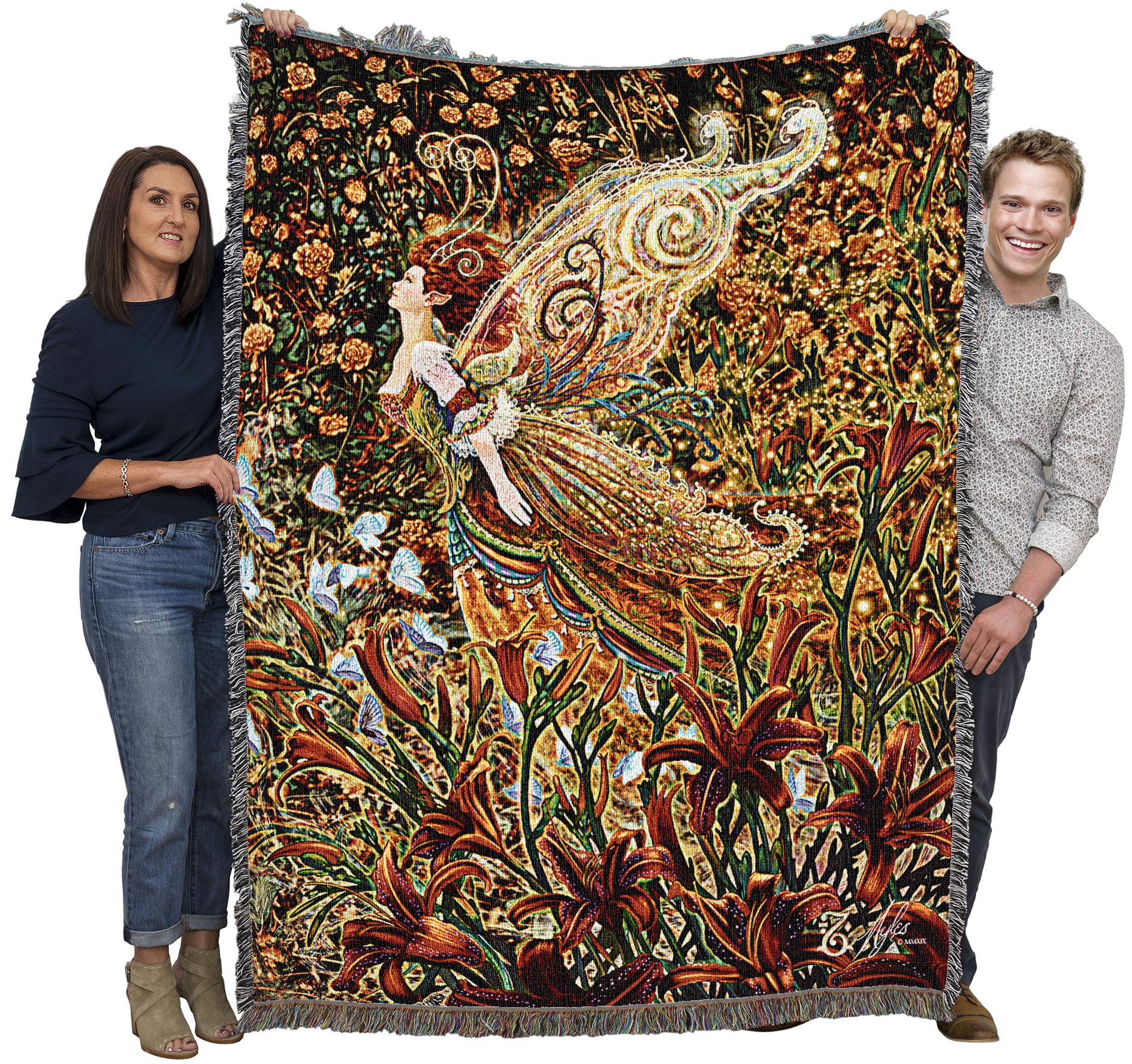 Pure Country Weavers Lily Fairy Blanket by Myles Pinkney - Gift Fantasy Tapestry Throw Woven from Cotton - Made in The USA (72x5