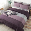 Andency Stripe Comforter Set King Size (104x90 Inch), 3 Pieces Purple and Gray Patchwork Striped Comforter, Soft Microfiber Down