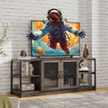 Amyove TV Stand for 65+ Inch TV, Industrial Entertainment Center TV Media Console Table, Farmhouse TV Stand with Storage and Mes