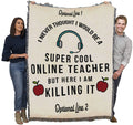 Pure Country Weavers Online Teacher Blanket - Personalized - Custom Gift Tapestry Throw Woven from Cotton - Made in The USA (72x