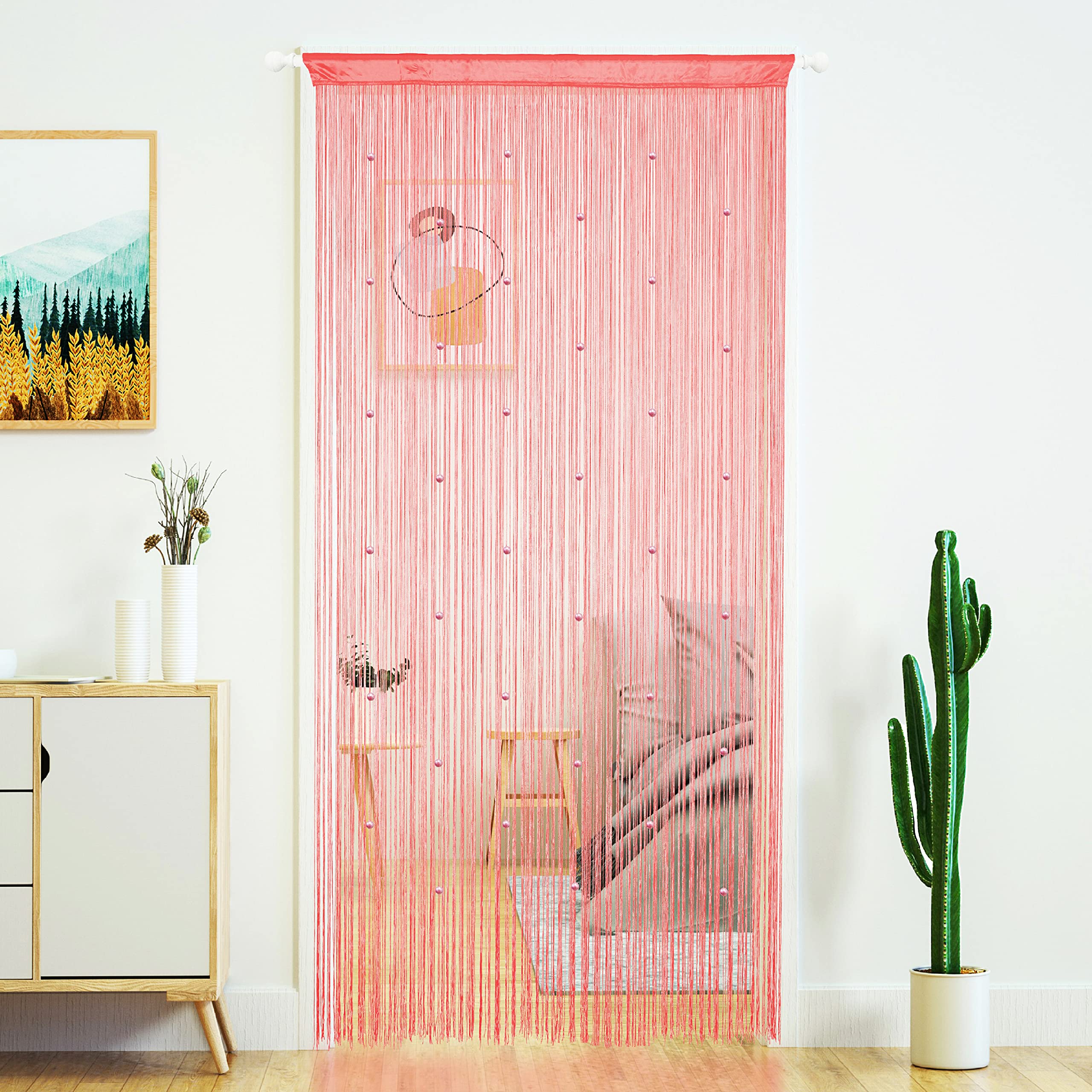 YaoYue Beaded curtain Door String curtains for Doorway Tassels Beads Hanging Fringe Hippie Room Divider Window Hallway Entrance 