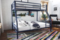 Novogratz Maxwell Twin-Over-Full Metal Bunk Bed with Ladder and Guardrails, Navy Blue
