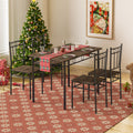 AMICLIBER Dining Table Set for 4, 5-Piece Kitchen Table and Chairs, Rectangular Dining Room Table Set with 4 Chairs, Space-Savin
