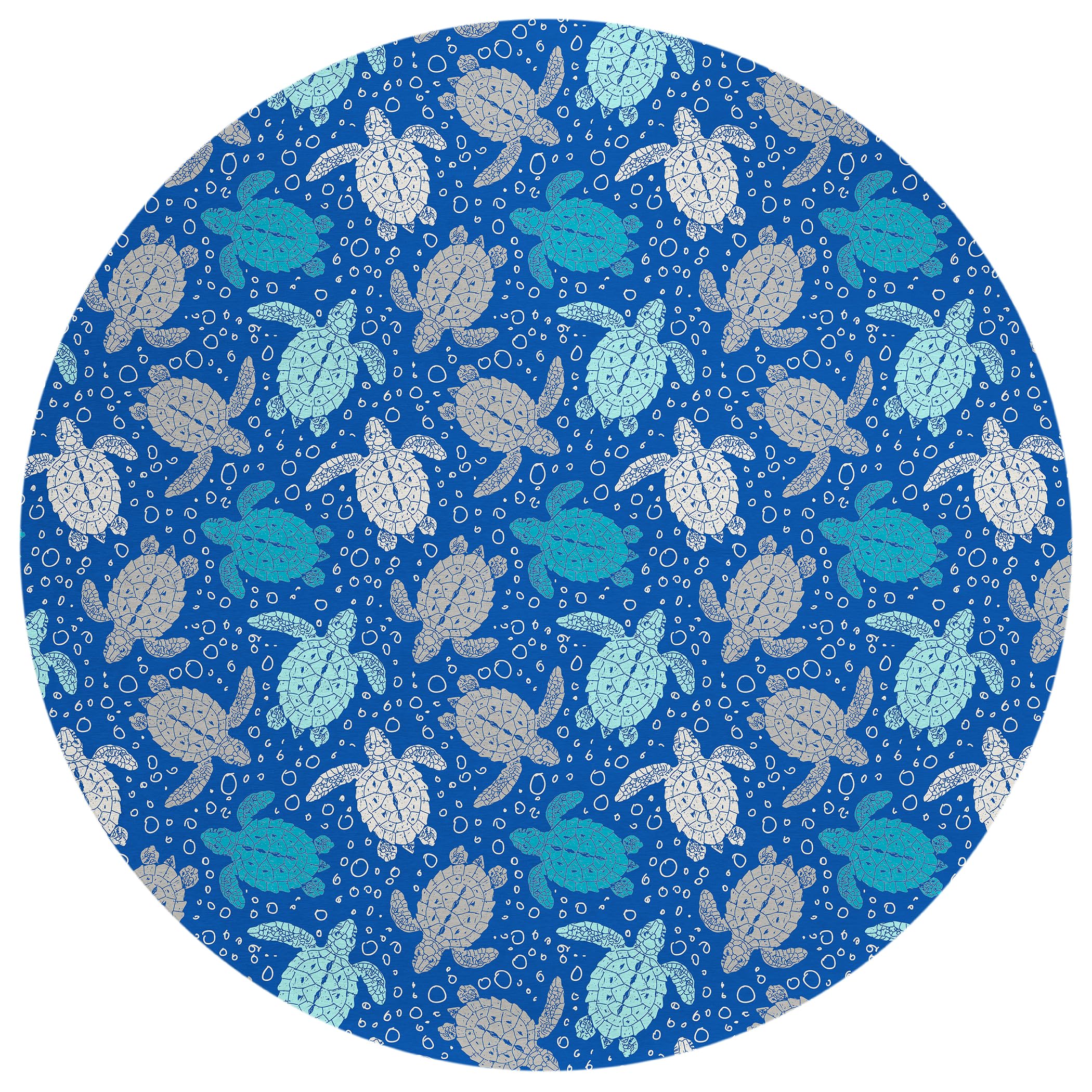 Addison Rugs Surfside ASR43 Blue 8 x 8 Indoor Outdoor Round Rug, Easy Clean, Machine Washable, Non Shedding, Bedroom, Living R