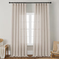 DUKIYO Linen Curtains 120 Inch Length 2 Panels for Living Room Boho Farmhouse Extra Long Hook Belt Rod Pocket Drapes Tan Beige L