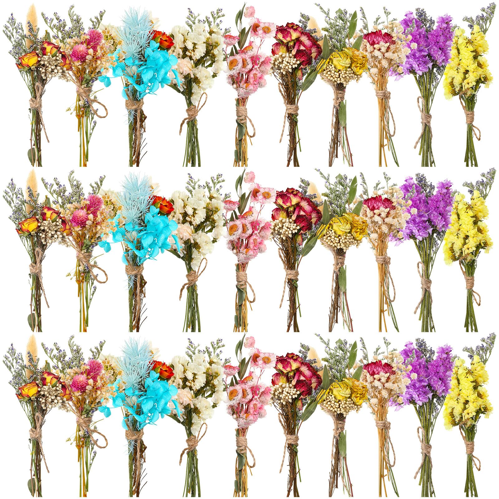 Nuanchu 30 Pcs Mini Dried Floral Flower Forget Me Not Bouquets Dried Embossing Flowers with Stem for Vase, Wedding, DIY Scrapboo