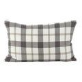 SARO LIFESTYLE Classic Plaid Pattern Cotton Down Filled Throw Pillow, 12 x 20, Grey