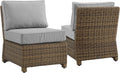 Crosley Furniture Bradenton 2-Piece Outdoor Chair Set, Wicker Patio Chairs for Conversation, Porch, Deck, Brown with Gray Cushio
