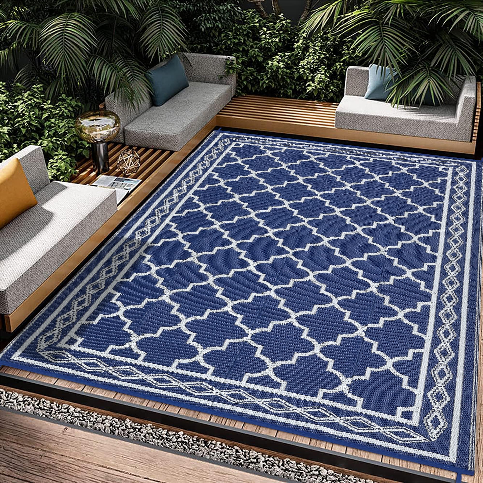Garvee 5x8 FT Reversible Mats, Outdoor Rug for Patio Clearance, Waterproof Carpet, Plastic Straw Rug for Indoor Outdoor, Floor M