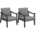 Yaheetech Leisure Chair with Solid Armrest and Feet, Modern Mid-Century Accent Chair, Linen Fabric Side Sofa for Living Room Bed