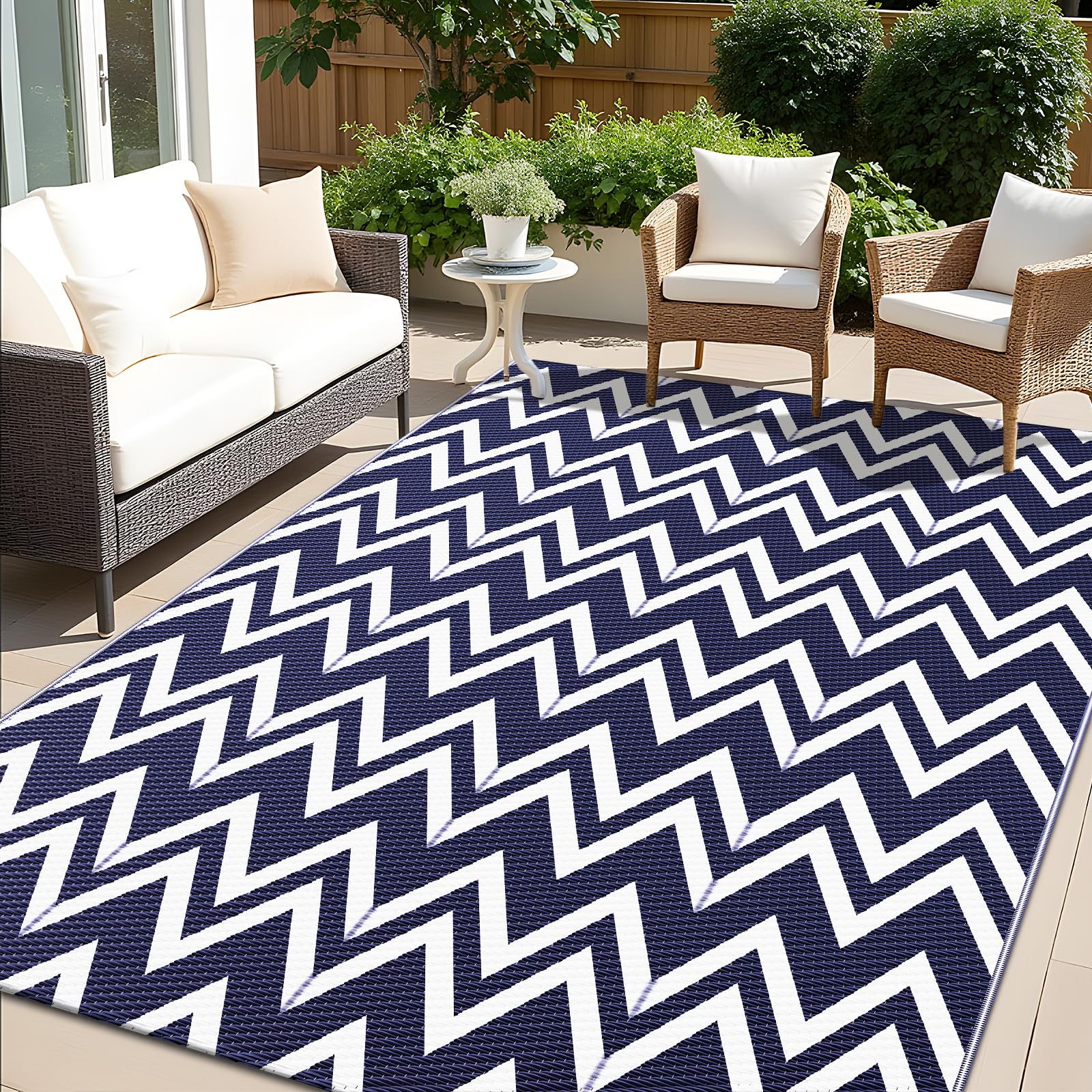 OLANLY Waterproof Outdoor Rug 5x8 ft Clearance, Reversible Outdoor Plastic Straw Rug, RV Mat, Indoor Outdoor Carpet for Patio, C
