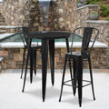 Flash Furniture Commercial Grade 30 Round Silver Metal Indoor-Outdoor Bar Table Set with 2 Cafe Stools