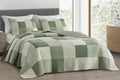 Chezmoi Collection Orna 3-Piece Chic Patchwork Quilt Set - Green Floral Patch Coverlet - Pre-Washed Cotton Lightweight Reversibl