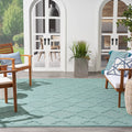 Nourison Home Easy Care Moroccan Aqua/Teal 8 x 10 Area Rug, Trellis, Easy Cleaning, Non Shedding, Bed Room, Living Room, Dinin