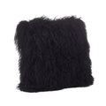 SARO LIFESTYLE 100% Wool Mongolian Lamb Fur Throw Pillow with Poly Filling, 20, Black