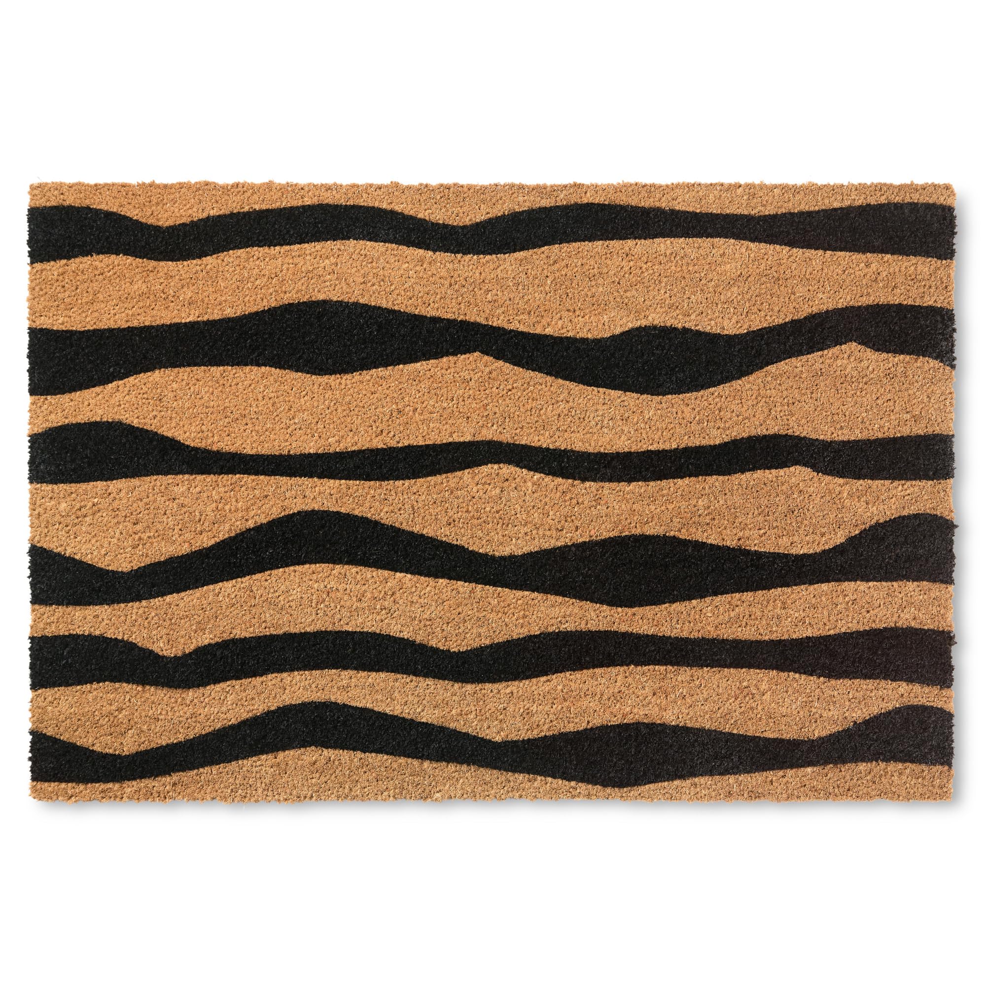 TOWN & COUNTRY TERRA Ravine Abstract Mountain Door Mat, Natural Coir, Heavyweight, Non-Slip Entryway Mat, Black, 24x36