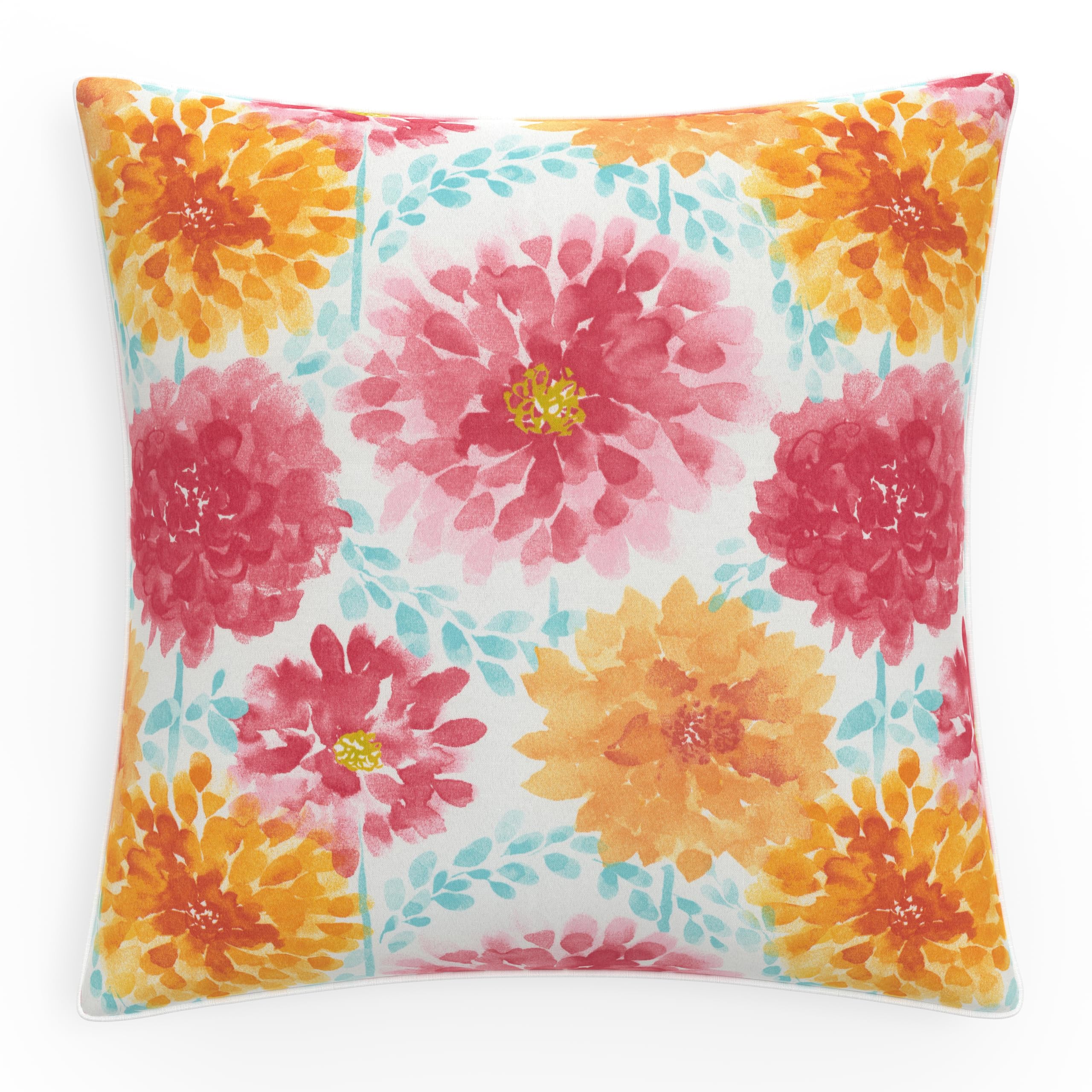 Pillow Perfect Bright Floral Throw Pillow, Floor - 25 x 25, Pink Gardenia Bloom