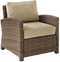 Crosley Furniture Bradenton Outdoor Chair, Wicker Patio Chairs for Porch, Deck, Balcony, Backyard, Brown with Sand Cushions