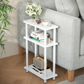 Apicizon Small Narrow Side Table, 3-Tier Skinny End Table with Storage Shelf, Slim Nightstand Bedside Table for Small Spaces, Li