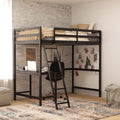 Flash Furniture Riley Loft Bed Frame with Desk - Espresso Wood Slats - Twin Size - Protective Guard Rails & Ladder - Kids and Te