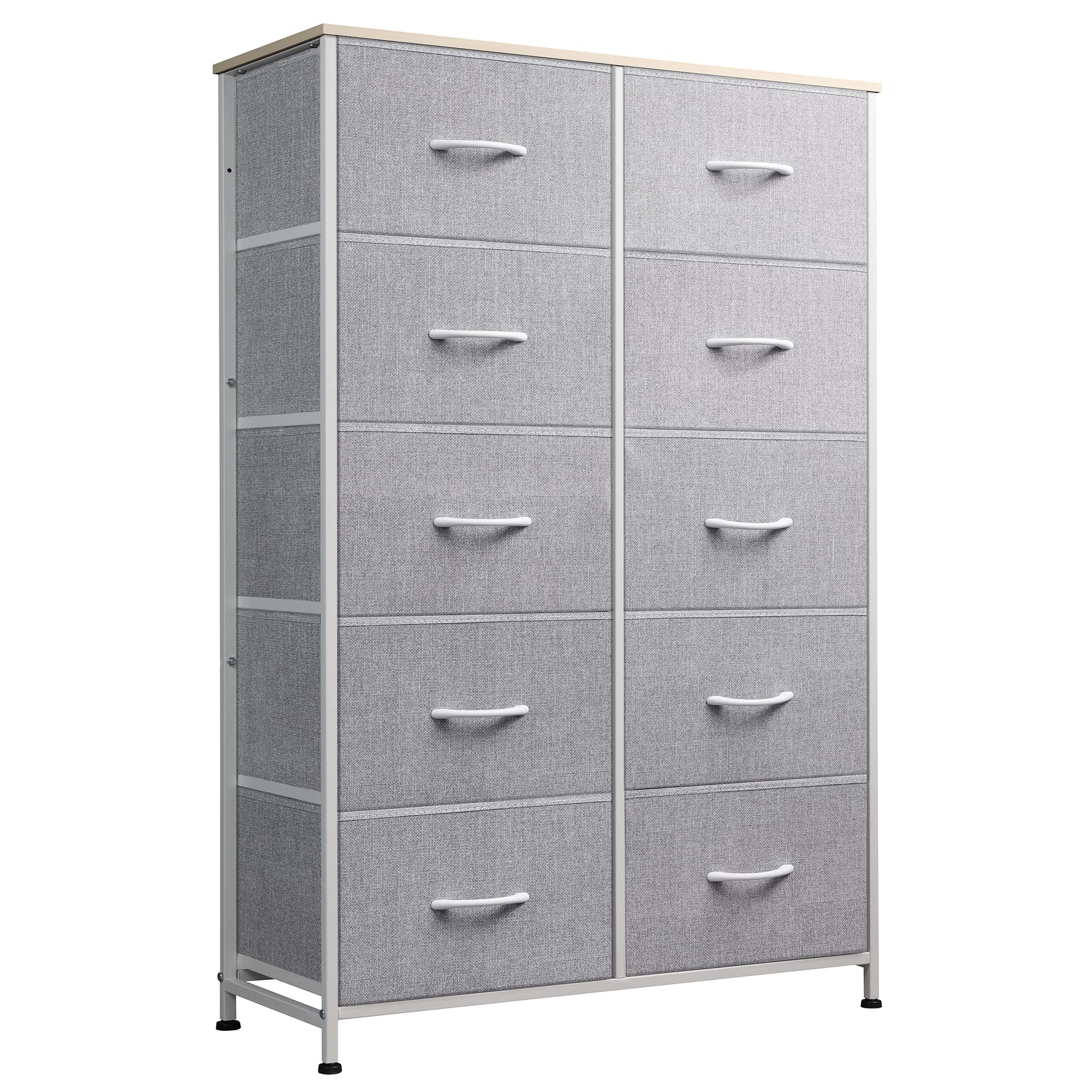 WLIVE Tall Dresser for Bedroom with 10 Drawers, Chest of Drawers, Dressers Bedroom Furniture, Storage Organizer Unit with Fabric