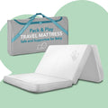 Foldable Travel Pack n Play Mattress Pad with Bag, Waterproof Portable Mini Crib Mattresses, Baby Bed Playpen Memory Foam Topper