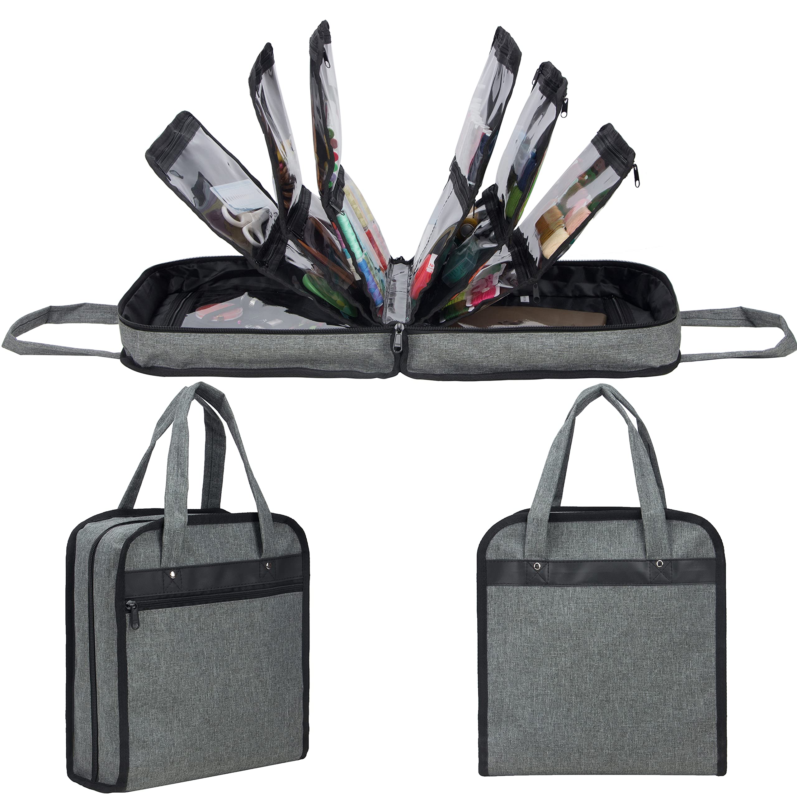 PACMAXI Sewing Accessories Storage Bag, Knitting, Craft Tools and Accessories Organizer, Roomy Carrying Bag for Sewing Tools and