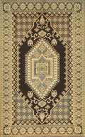 Mad Mats Traditional Outdoor Rug, Reversible Plastic Mat (6 x 9, Oriental Turkish - Black/Brown) for Patio, Porch, Poolside, M