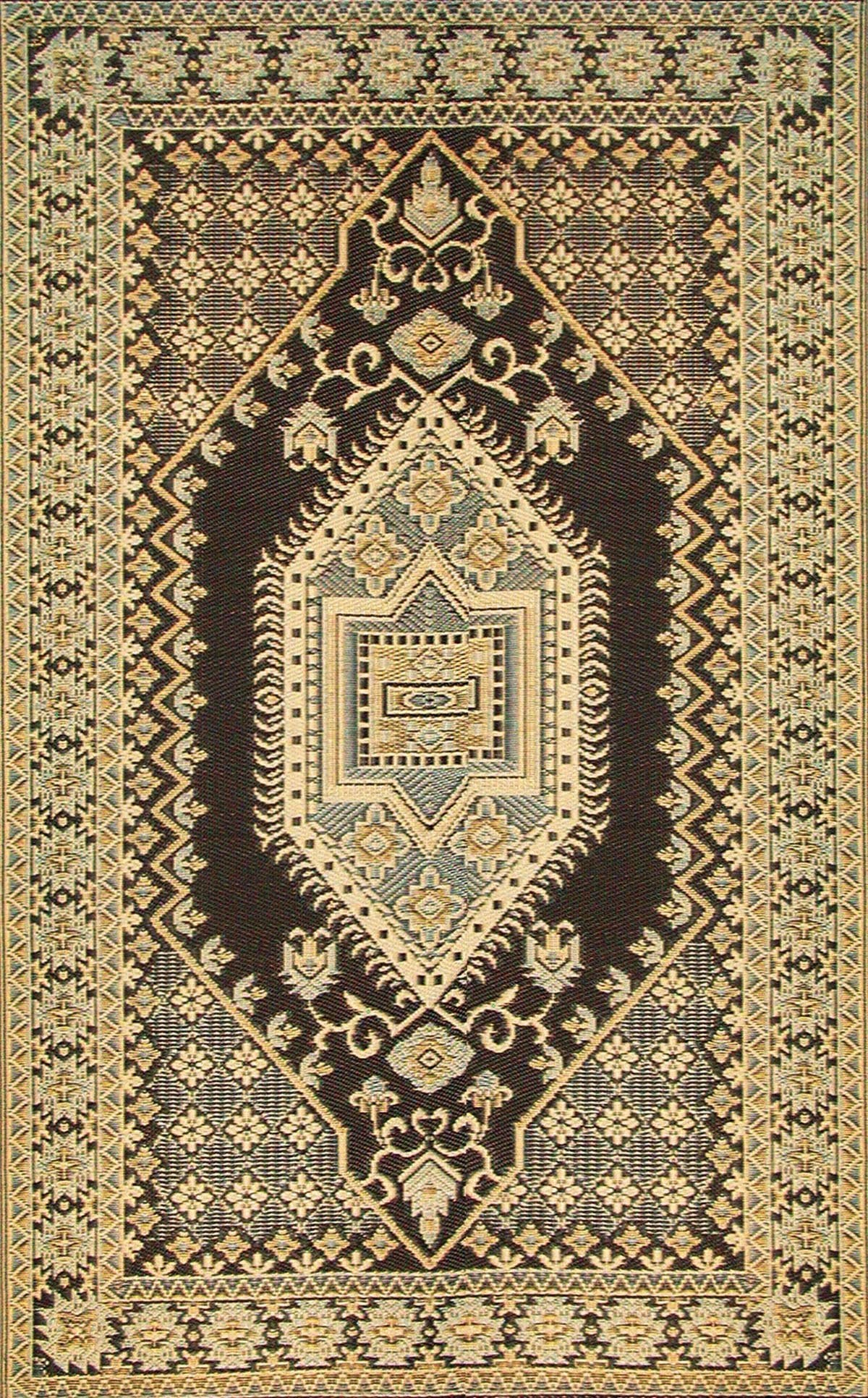 Mad Mats Traditional Outdoor Rug, Reversible Plastic Mat (6 x 9, Oriental Turkish - Black/Brown) for Patio, Porch, Poolside, M