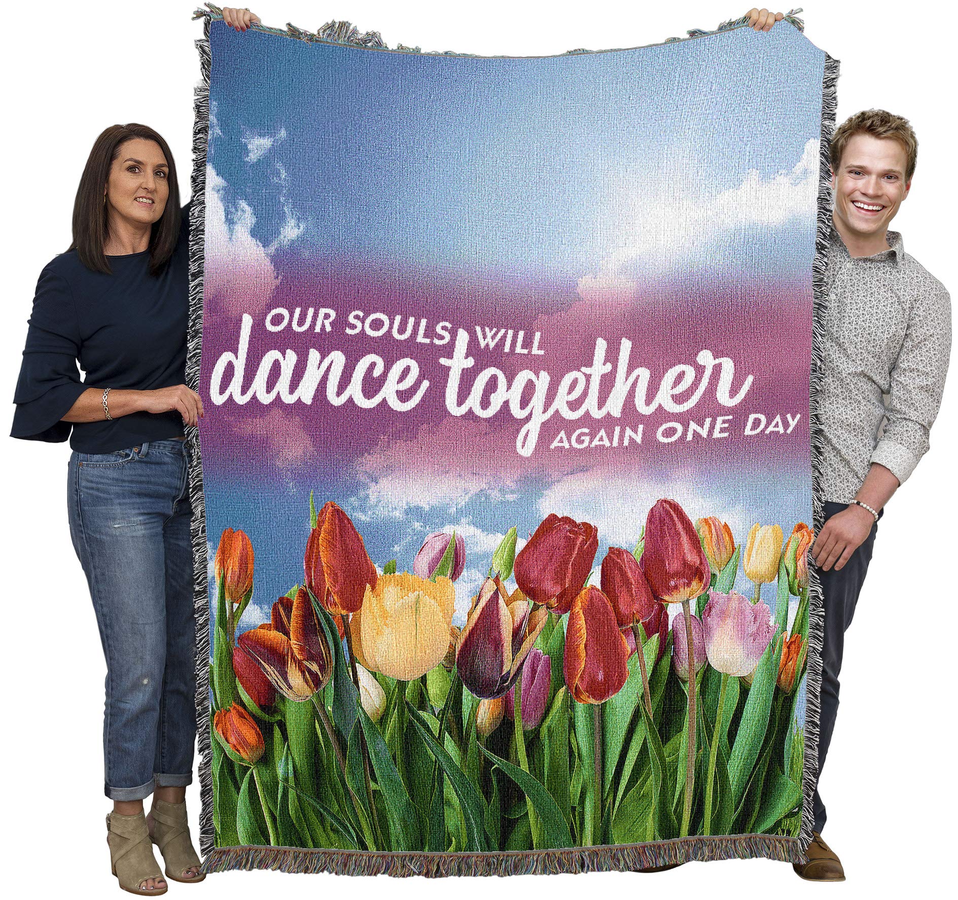 Pure Country Weavers Our Souls will Dance Together Again Blanket - Sympathy Bereavement Gift Tapestry Throw Woven from Cotton - 